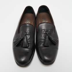 Salvatore Ferragamo Black Leather Tassel Loafers Size 40.5 