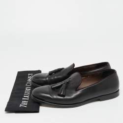 Salvatore Ferragamo Black Leather Tassel Loafers Size 40.5 