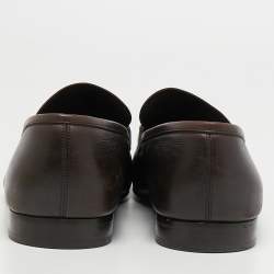 Salvatore Ferragamo Dark Brown Leather Gancini Bit Loafers Size 44.5