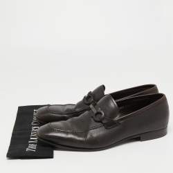 Salvatore Ferragamo Dark Brown Leather Gancini Bit Loafers Size 44.5