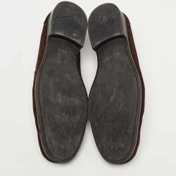 Pre Owned Salvatore Ferragamo Dark Brown Suede Gancini Loafers Size 45