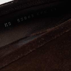 Pre Owned Salvatore Ferragamo Dark Brown Suede Gancini Loafers Size 45