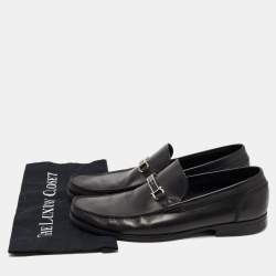 Pre Owned Salvatore Ferragamo Black Leather Gancini Bit Loafers Size 45.5