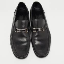 Pre Owned Salvatore Ferragamo Black Leather Gancini Bit Loafers Size 45.5
