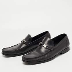 Pre Owned Salvatore Ferragamo Black Leather Gancini Bit Loafers Size 45.5