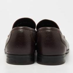 Pre Owned Salvatore Ferragamo Dark Brown Leather Gancini Loafers Size 44.5