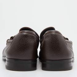 Pre Owned Salvatore Ferragamo Dark Brown Leather Slip On Loafers Size 43