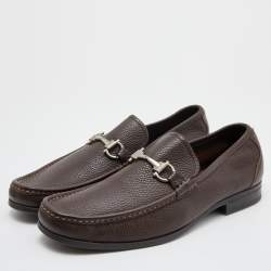 Pre Owned Salvatore Ferragamo Dark Brown Leather Slip On Loafers Size 43