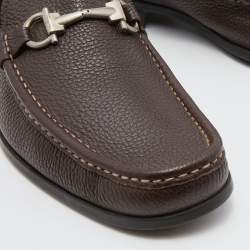 Pre Owned Salvatore Ferragamo Dark Brown Leather Slip On Loafers Size 43