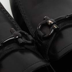 Pre Owned Salvatore Ferragamo Black Leather Slip On Loafers Size 44