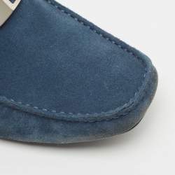 Pre Owned Salvatore Ferragamo Blue Suede Sardegna Loafers Size 43.5