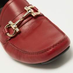 Pre Owned Salvatore Ferragamo Red Leather Parigi Slip On Loafers Size 44