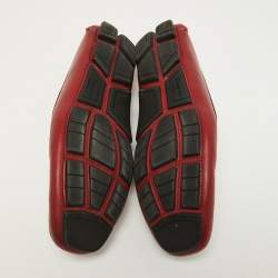 Pre Owned Salvatore Ferragamo Red Leather Parigi Slip On Loafers Size 44