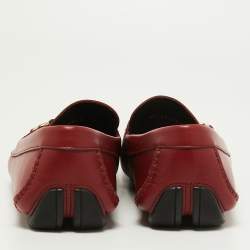 Pre Owned Salvatore Ferragamo Red Leather Parigi Slip On Loafers Size 44