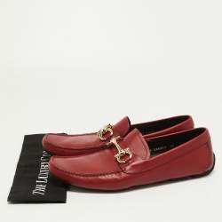 Pre Owned Salvatore Ferragamo Red Leather Parigi Slip On Loafers Size 44