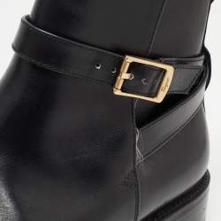 Pre Owned Salvatore Ferragamo Black Leather Buckle Ankle Boots Size 41.5