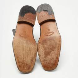 Pre Owned Salvatore Ferragamo Black Leather Buckle Ankle Boots Size 41.5