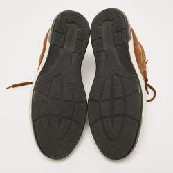 مملوكة مسبقًا Salvatore Ferragamo Brown Leather and Suede High Top Sneakers Size 43