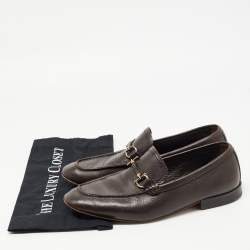 Pre Owned Salvatore Ferragamo Brown Horsebit Slip On Leather Loafers Size 41.5
