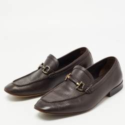 Pre Owned Salvatore Ferragamo Brown Horsebit Slip On Leather Loafers Size 41.5