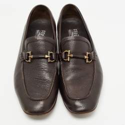 Pre Owned Salvatore Ferragamo Brown Horsebit Slip On Leather Loafers Size 41.5