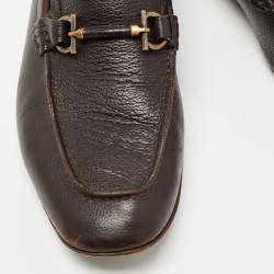 Pre Owned Salvatore Ferragamo Brown Horsebit Slip On Leather Loafers Size 41.5