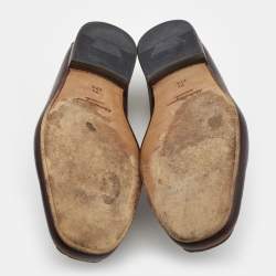 Pre Owned Salvatore Ferragamo Brown Leather Gancini Loafers Size 41.5