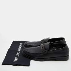 Pre Owned Salvatore Ferragamo Black Leather Gancini Bit Loafers Size 41