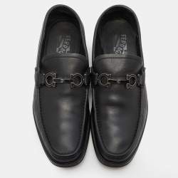 Pre Owned Salvatore Ferragamo Black Leather Gancini Bit Loafers Size 41