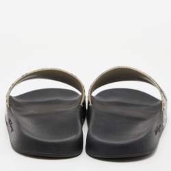 Pre Owned Salvatore Ferragamo Black/Grey Rubber Gancini Logo Slide Sandals Size 44