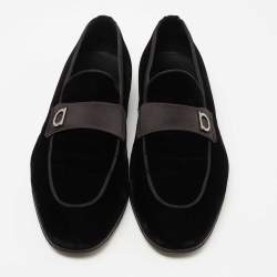 Pre Owned Salvatore Ferragamo Black Velvet Andrea Loafers Size 43.5
