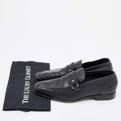 Salvatore Ferragamo Black Leaher Gancini Bit Slip On Loafers Size 41 