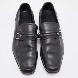 Salvatore Ferragamo Black Leaher Gancini Bit Slip On Loafers Size 41 