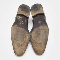 Pre Owned Salvatore Ferragamo Black/Brown Leather Lace Up Brogue Derby Size 42