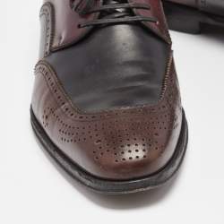 Pre Owned Salvatore Ferragamo Black/Brown Leather Lace Up Brogue Derby Size 42
