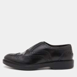 Salvatore Ferragamo Black Leather Brogue Oxfords Size 43