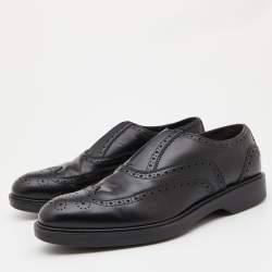 Salvatore Ferragamo Black Leather Brogue Oxfords Size 43
