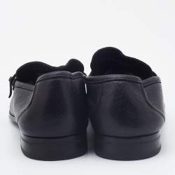 Pre Owned Salvatore Ferragamo Black Leather Gancini Bit Loafers Size 44