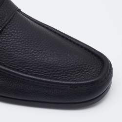 Pre Owned Salvatore Ferragamo Black Leather Gancini Bit Loafers Size 44