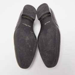 Pre Owned Salvatore Ferragamo Black Leather Goliath Loafers Size 43.5 