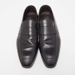 Pre Owned Salvatore Ferragamo Black Leather Goliath Loafers Size 43.5 