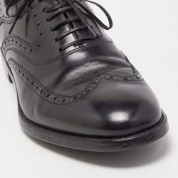 Salvatore Ferragamo Black Brogues Leather Lace Up Oxfords Size 43.5