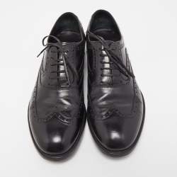 Salvatore Ferragamo Black Brogues Leather Lace Up Oxfords Size 43.5