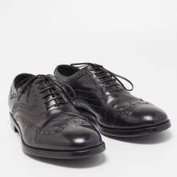 Salvatore Ferragamo Black Brogues Leather Lace Up Oxfords Size 43.5