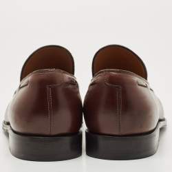 Salvatore Ferragamo Brown Leather Loreno Tassel Slip On Loafers Size Size 44