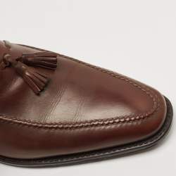 Salvatore Ferragamo Brown Leather Loreno Tassel Slip On Loafers Size Size 44