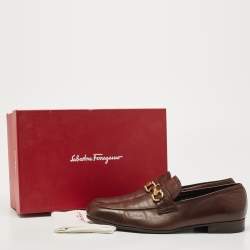 Pre Owned Salvatore Ferragamo Brown Leather Horsebit Slip On Loafers Size 44
