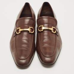 Pre Owned Salvatore Ferragamo Brown Leather Horsebit Slip On Loafers Size 44