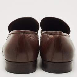 Pre Owned Salvatore Ferragamo Brown Leather Horsebit Slip On Loafers Size 44