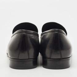 مملوكة مسبقًا Salvatore Ferragamo Black Leather Tassel Slip On Loafers Size 44